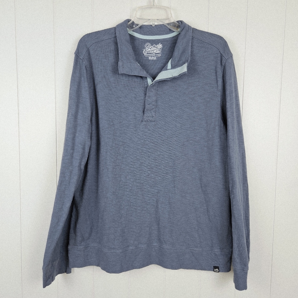Southern Tide Pullover Long Sleeve Sun Farer Blue Polo Preppy Coastal Mens Large